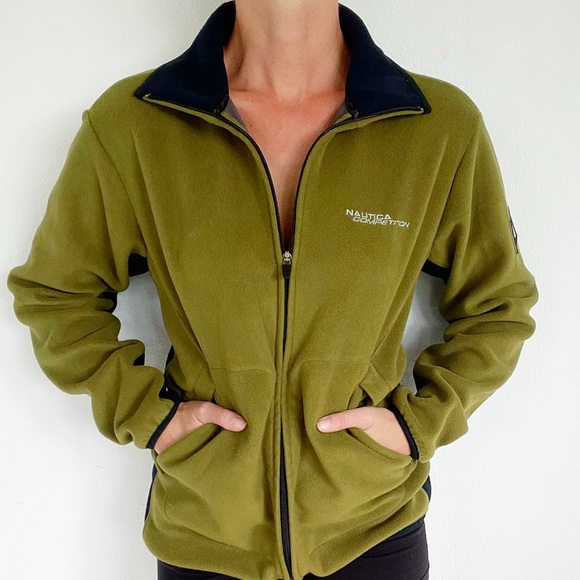 Nautica Jackets & Blazers - Nautica green fleece zip up jacket size XS